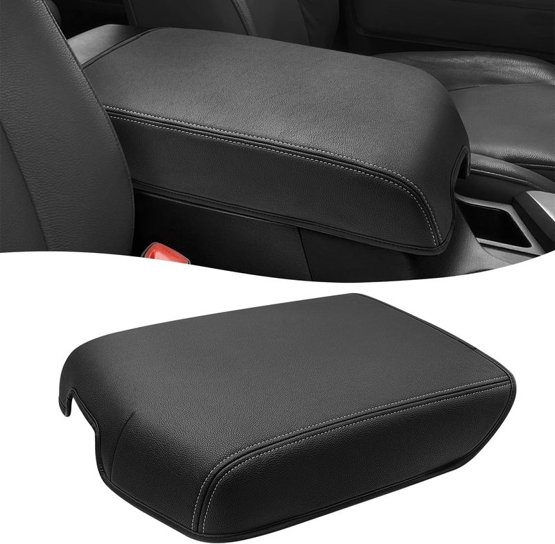 Eaglecover Center Console Cover for Toyota Tundra Accessories 2007-2013 & Toyota Sequoia 2008-2022, Vinyl Leather Car Armrest Protector, Anti-Scratch, Black Gray Stitching - Image 1